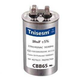 Tnisesm 20uF CBB65 Capacitor MFD 370V 450VAC Motor Running for Air Conditioner 50/60Hz for AC Motor Run or Fan Start and Cool or Heat Pump Air Conditione