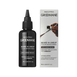 RED Pro GROOMANE Beard & Lineup Color Enhancement, Natural Semi-Permanent Barber Beard Dye, Long-Lasting Gray Coverage, Men's Grooming & Hairline Color (Darkest Black (Airbrush Premix), 2.3 fl.oz)