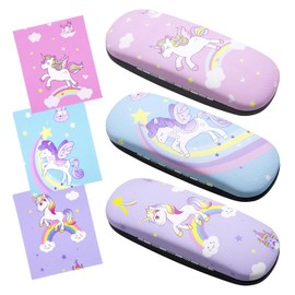 ANLIOTO 3 Pcs Kids Glass Cases Hard Shell, Protective Eyeglass Case with Cleaning Cloth, Portable Glasses Case for Kids Women Men Students