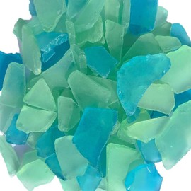 Nautical Crush Trading Sea Glass Mix | Caribbean Blue & Green Colored Sea Glass | Art Crafts & Decor Bulk (11 Ounces)