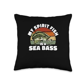 My Spirit Fish Is A Sea Bass Fisherman Bass Fishing Throw Pillow