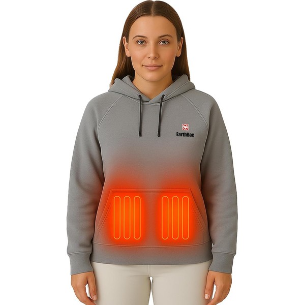 Unisex Heated Hoodie, Size Large – Lightweight Pullover with Adjustable