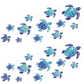 Zonon Sea Turtle Wall Decals Ocean Turtle Vinyl Stickers Underwater Bathroom Decals Waterproof Wall Sticker Decoration for Home Office Nursery Room Toilet(Blue,24pcs)