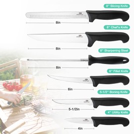 Mossy Oak Kitchen Knife Set, 6 PCS Chef Knives with Roll Bag, Sharp Stainless Steel Camping Knife for Cutting Meat, Fruits & Vegetables, Practical Gifts Knife Set for Women Men Cooking Lovers