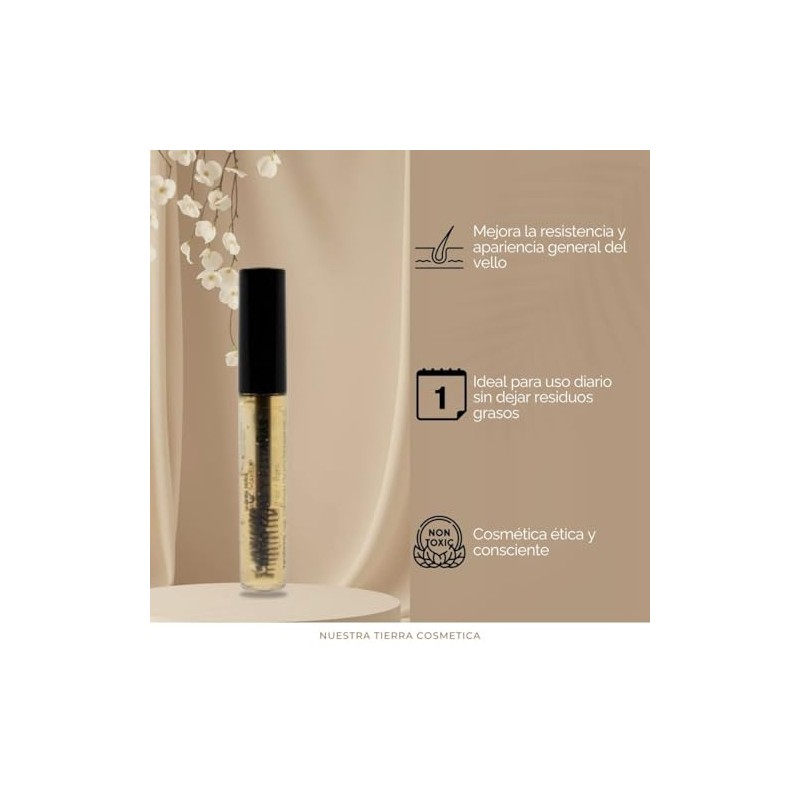 Nuestra Tierra Cosmética Suero para Cejas y Pestañas, Aumenta Longitud,