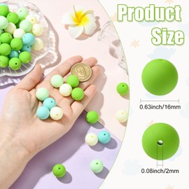 Ipotkitt Aproximadamente 232 piezas de abalorio redondas de acrílico con temática verde de 16 mm, abalorio de resorte de chicle, adornos sueltos para manualidades, pulseras, arete, joyería
