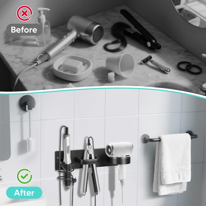 Bensbl Hair Tool Organizer Wall Mount – Aluminum Hair Dryer