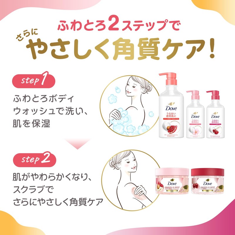 Dove Body Soap, Fluffy Body Wash, Cherry & Apricot Milk
