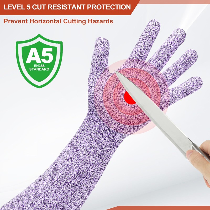 MECCANIXITY Cut Resistant Sleeves with Gloves, 42cm Arm Protection Sleeve