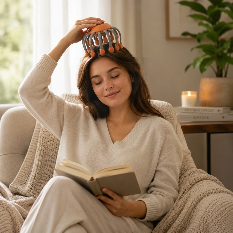20-Head Scalp Massager for Relaxation – Vibration Head Scratcher with