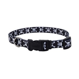 Coastal - Styles - Adjustable Dog Collar, Black Skulls, 5/8" x 10"-14"