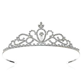 SAMKY Silver Rhinestone Crystal Prom Pageant Princess Tiara Crown T1289_