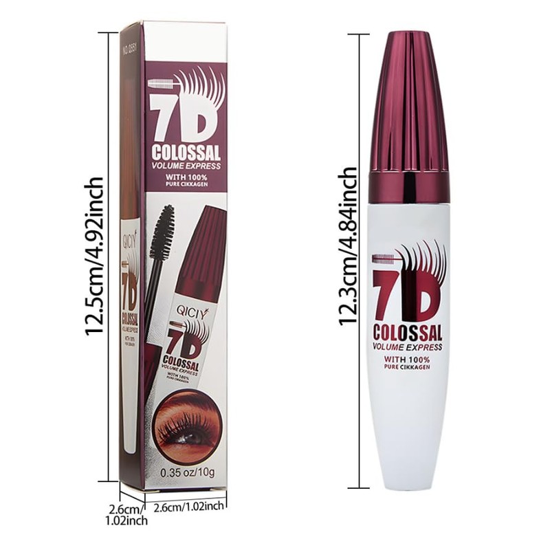 2pcs 7d Mascara Fiber Lashes Waterproof, Colossal Mascara Black Long-Lasting