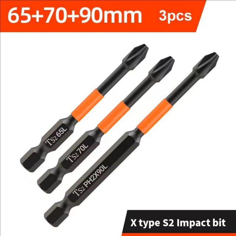 HUHAO 3PCS Phillips Head Drill Bits,S2 Steel 1/4" Hex Bit