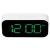 LED Digital Alarm Clock Brightness Adjustable 12/24Hr White Shell Green