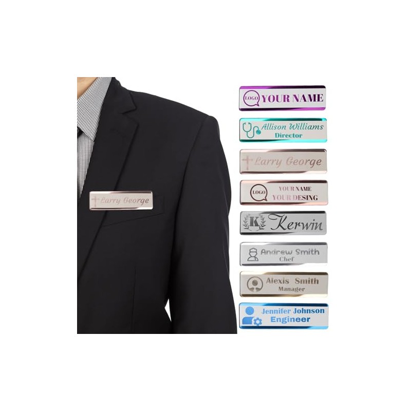 Insignias de etiquetas de nombre grabadas personalizadas: identificación personalizada con