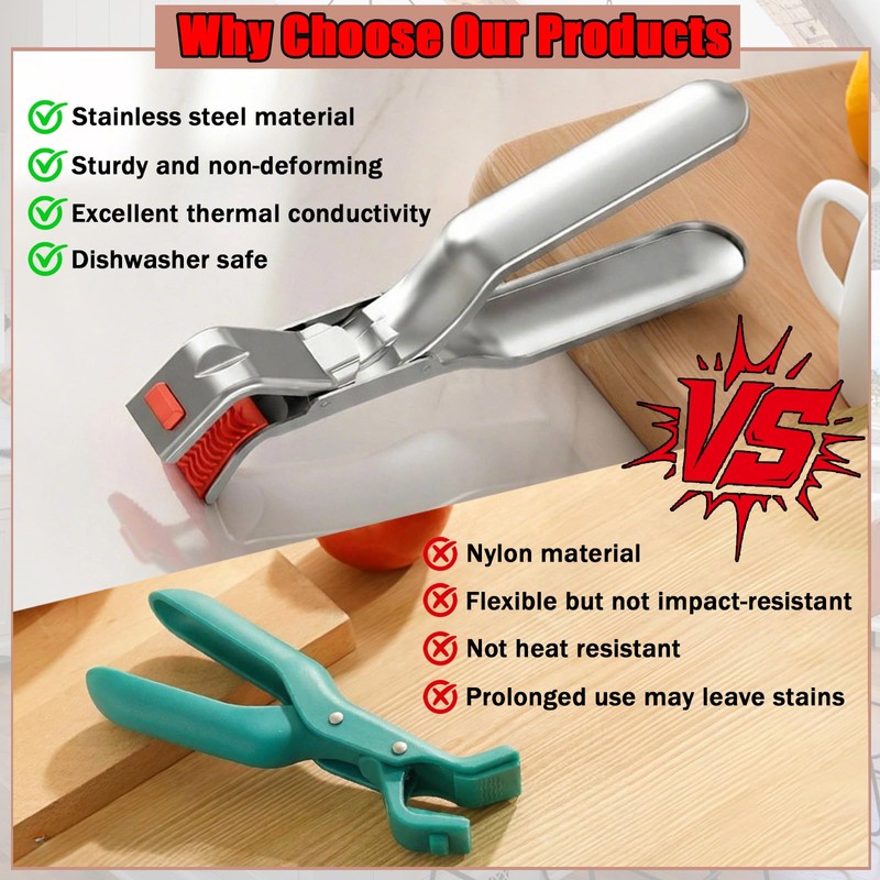 1Pcs Stainless Steel Hot Plate Gripper, Heat Insulation Holder Clip