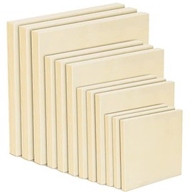 12 Pieces Wood Canvas Board, Unfinished Wood Cradled Painting Panels Boards Drawing Square Wooden Panels Art Wood Boards for DIY Painting Crafts Supplies 4'', 6'', 8'',10''