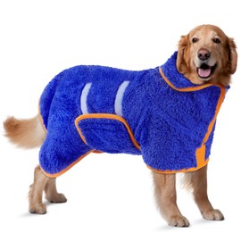 Bienbee Bienbee Dog Bathrobe, Quick Drying Dog Robe Super Absorbent Dog Towels for Drying Dogs, Warm Keeping Dog Robes for After Bath Dogs Bath Supplies Dark Blue XL
