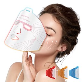 LED Face Mask with Red Light Therapy, LED Mask Light Therapy for Face and Skin, 3-Colour LED with Near Infrared Light, Care Device for All Skin Types, Home (White) for Anti-Ageing, Wrinkles