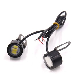 sourcing map 2 Pcs 21mm Dia Metal Car Motor Eagle Eye Fog DRL White 3 LED Lamp