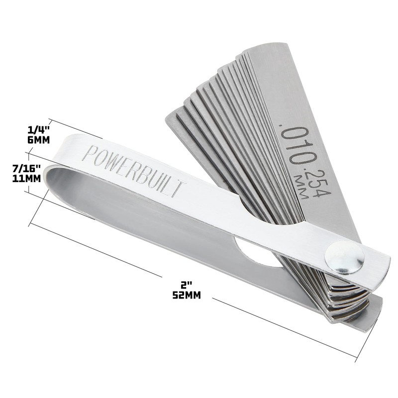 Powerbuilt 17 Blade Merric and SAE Feeler Gauge, 17 Blade: