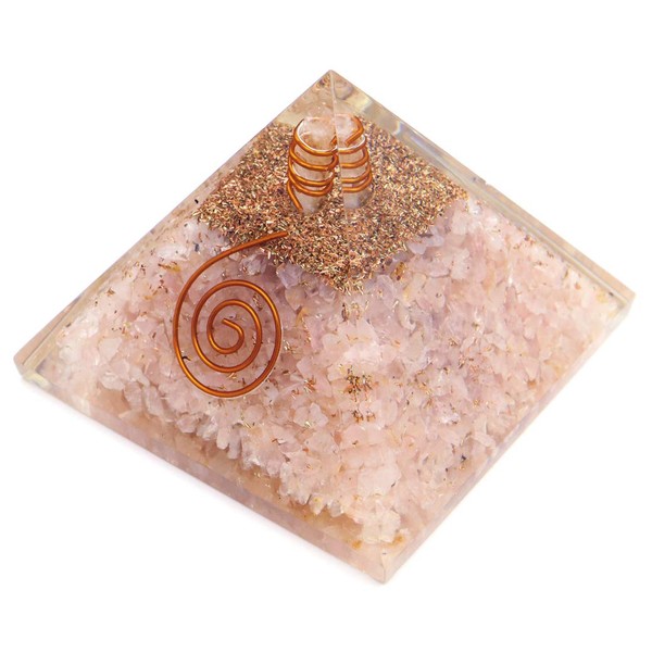 GOLD STONE Natural Stone, Crystal Single Crystal, Orgonite Pyramid, Spiritual Goods, Width Approx. 2.6 - 2.8 inches (65 - 70 mm), Rose Quartz