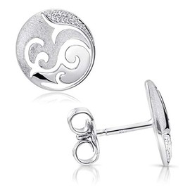 MATERIA Women's Round Stud Earrings with Zirconia –925 Silver Earrings Ornaments Studs 11 mm, Plated with Rhodium, Gold, Rose Gold, Silver, Silver