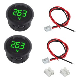 EPLZON 2 Pieces Digital Voltmeter DC 4-100 V, 2 Wires, 3 Digit Voltmeter Detector LED Display for Car/Motorcycle/Truck/SUV/ATV/Marine (Green)