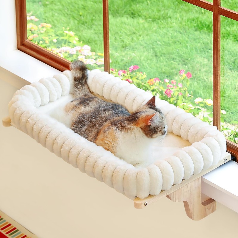 Zakkart SnugCloud Cat Window Perch with 4-Sided Bolster - Orthopedic