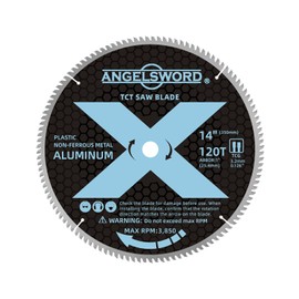 ANGELSWORD 14 inch 120T Aluminum Miter Saw Blade/Chop Saw Blade, 1" Arbor, for Aluminum and Non-Ferrous Metal Cutting
