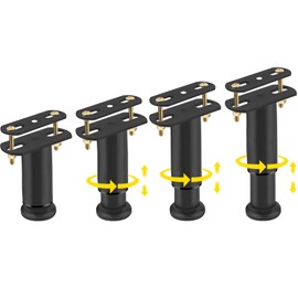 Olldag New 4 PCS Adjustable Height Bed Support Legs 4.72-7.87 Inch, Metal Heavy Duty Bed Center Replacement Legs, Furniture Support Legs for Bed Frame/Bed Center Slat (Black)