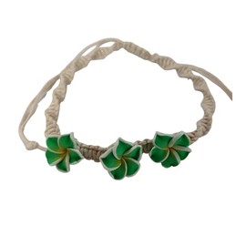 Caiyao Lovely Hawaiian Plumeria Rubra Braid Bracelet Tropical Flower Bohemia Luau Beach Party Bracelet Accessories for Women Gifts-Green