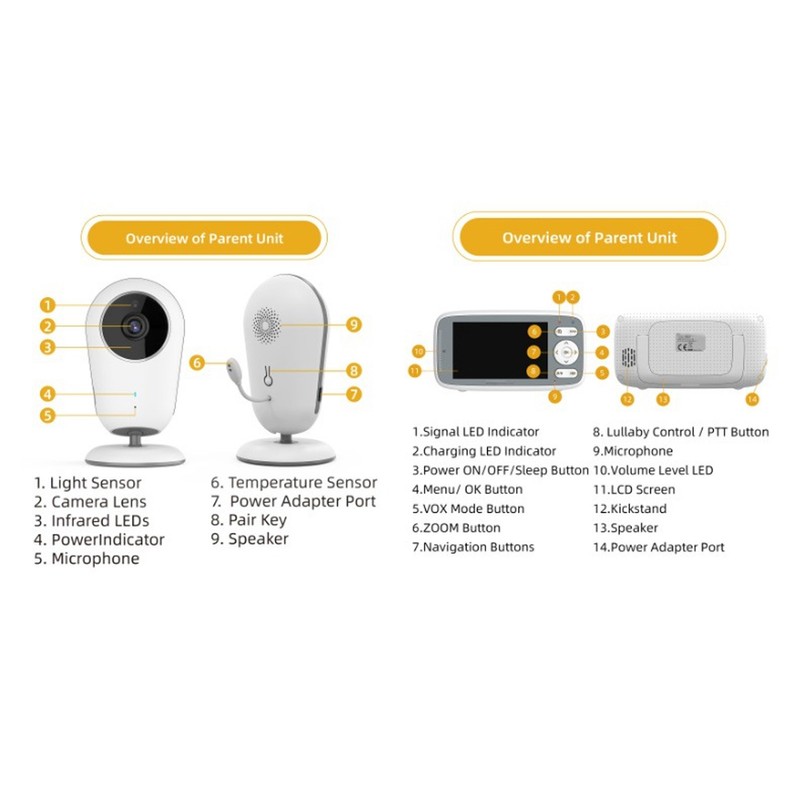 4 Inch Baby Monitoring Camera Wireless 2.4G 2 Way Talk