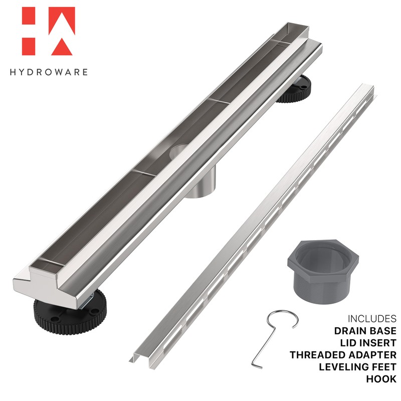 Hydroware Slot Linear Shower Drain - Stainless Steel Rectangular Shower