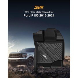 3W Floor Mats & Front Carpet Fit for Ford F150/F-150 Lighting SuperCrew Cab 2015-2024, TPE All Weather Accessories Custom Fit Full Set Pick-up Truck Car Liners (Cut to Fit with Under-Seat Storage)
