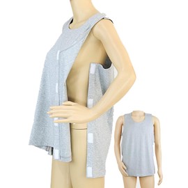 DURASIKO Post Shoulder Surgery Shirt,Sides and Full Arm Opening,Snap Open Tearaway Shirt,Soft Cotton Material,Chemo Clothing for Home Care/Post Surgery/Dialysis/Elderly/Fracture/Disability/Rehab Gray