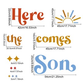 Here Comes The Son Sign Baby Shower Decoration Backdrop, Backdrop Sticker for Newborn Party Decorations,Baby Shower Party Photo Props,Gender Reveal Neutral Sticker