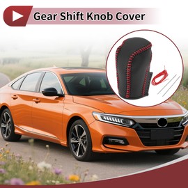Partuto Gear Shift Knob Cover Car Stick Shifting Handle Protector for Honda Inspire 2023 Red Faux Leather
