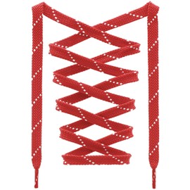 DANHUA Flat Thick Sneakers Shoelaces: 2 Pair 47.24 inch Red White Twill Point Athletic Shoe Laces