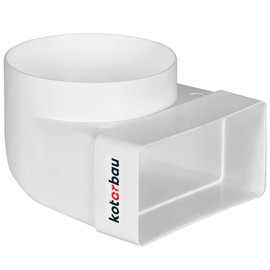 KOTARBAU® Deflection Piece 90° for Ventilation Duct 110 x 55 mm Plastic Transition Piece Diameter 100 mm White Duct Connector Duct Elbow Exhaust Air Supply Air Duct Connector for Flat Duct Round