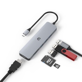 USB C Hub, TOTU 6 in 1 Type C Hub, Dual Monitor USB C Multiport Adapter with 4K HDMI, USB 3.0, 2*USB 2.0, SD/TF Card Reader for Type C Laptops