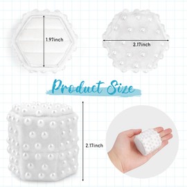 Apoukmty 3-Slot Luxury White Wedding Ring Jewelry Box, Hexagonal Pearl Velvet Ring Box, Wedding Ceremony Souvenirs and Bride Gift Box