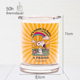 Peanuts Duftkerze im Glas | Duftkerze A Friend | Geschenke für Frauen | Duftkerze Kirsche | Deko für Zuhause | Kerze im Glas mit hoher Brenndauer bis zu 50h