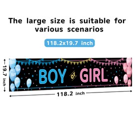 ANATANOWOR Gender Reveal Decorations, Boy or Girl Gender Reveal Party Supplies(118.2x19.7 inch)