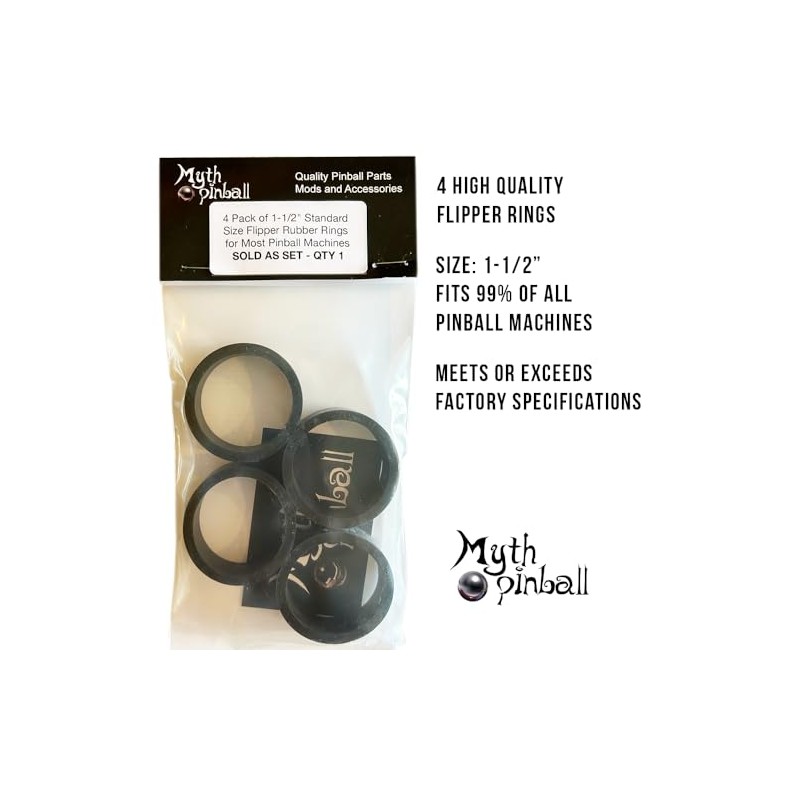4 Pack of 1-1/2" Standard Size Flipper Rubber Rings for