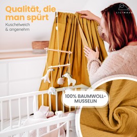 lilimaus Betthimmel Babybett - Himmel aus 100% Musselin Baumwolle - Tolles Geschenk für Baby- und Kinderzimmer - Himmelbett Vorhänge für Mädchen und Jungen