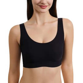 Ubras Women's Wireless Seamless Upgraded Vest Bras Full Coverage Comfort Revelution Fixed Pad Black L