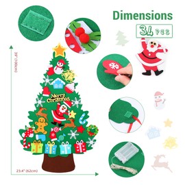 Childrens Felt Christmas Tree, 3.28ft Kids/Toddlers DIY Felt Christmas Tree Set, Wall Hanging Felt Xmas Christmas Tree Decorations Kits With 32Pcs Ornaments, Home Door Window Christmas Decoration Kit