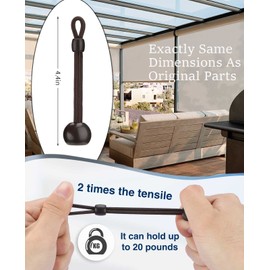 IVYSUN Sun Shade Tie Downs Replacement Parts,Bungee Tie Downs,Weather Resistance,Same Size as Original,Compatible with Coolaroo Exterior Roller Shade,Outdoor Blinds,Outdoor Roller Shade(Brown,4 Pcs)